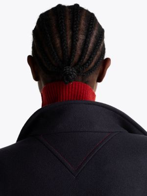 manteau ajusté avec cachemire à col entonnoir bleu pour femmes tommy hilfiger