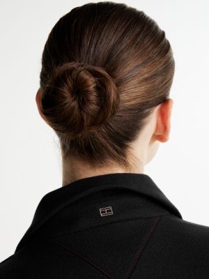 manteau droit avec cachemire noir pour femmes tommy hilfiger