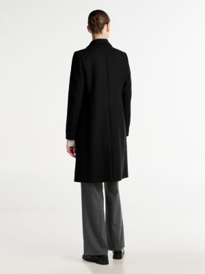 black single breasted coat with cashmere for women tommy hilfiger