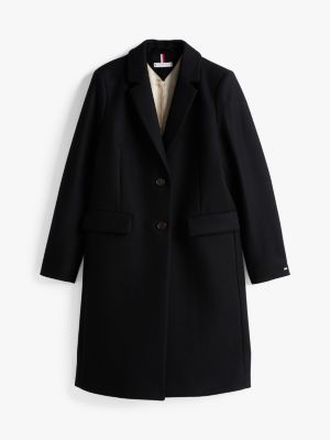 black single breasted coat with cashmere for women tommy hilfiger