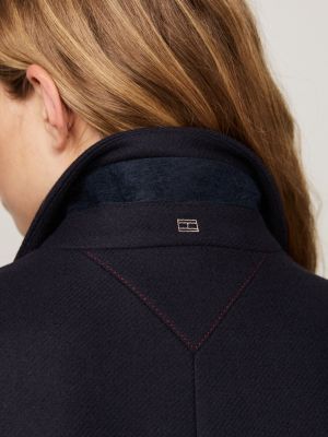 blue single breasted coat with cashmere for women tommy hilfiger