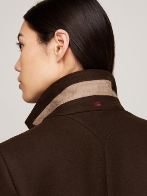 manteau droit avec cachemire marron pour femmes tommy hilfiger