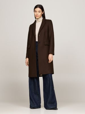 manteau droit avec cachemire marron pour femmes tommy hilfiger