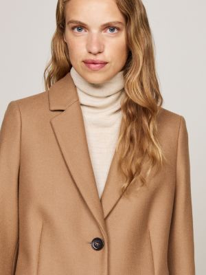 Single Breasted Coat With Cashmere Brown Tommy Hilfiger