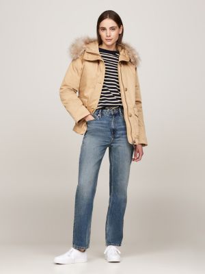 parka imbottito idrorepellente con cappuccio khaki da donne tommy hilfiger