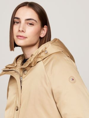 parka imbottito idrorepellente con cappuccio khaki da donne tommy hilfiger