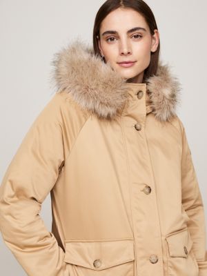 parka imbottito idrorepellente con cappuccio khaki da donne tommy hilfiger