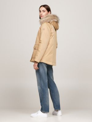 parka imbottito idrorepellente con cappuccio khaki da donne tommy hilfiger