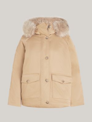 parka imbottito idrorepellente con cappuccio khaki da donne tommy hilfiger