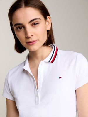 Global Stripe Slim Fit Polo | White | Tommy Hilfiger