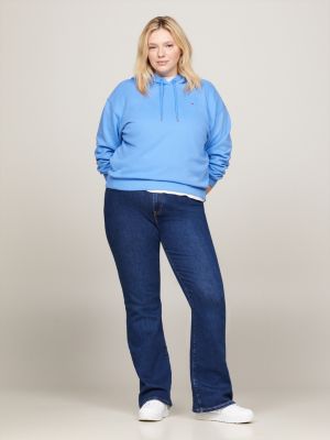 felpa curve con cappuccio e spalle scese blu da donne tommy hilfiger