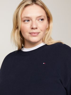 Curve Flag Embroidery Crew Neck Sweatshirt | Blue | Tommy Hilfiger