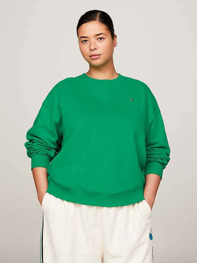 green curve flag embroidery crew neck sweatshirt for women tommy hilfiger