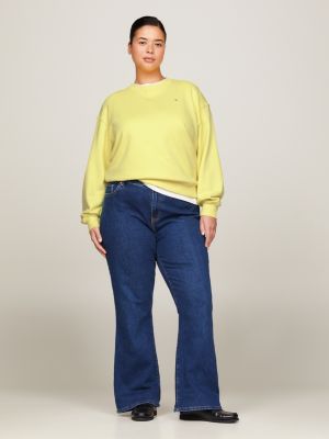 felpa curve con bandierina ricamata giallo da donne tommy hilfiger