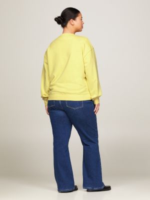 felpa curve con bandierina ricamata giallo da donne tommy hilfiger