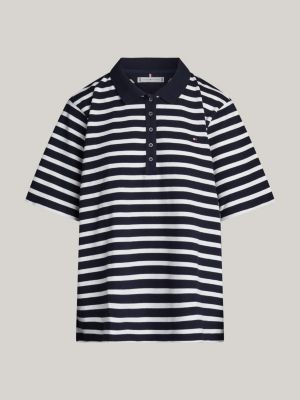 polo 1985 collection curve a righe blu da donne tommy hilfiger