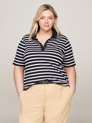 polo 1985 collection curve a righe blu da donne tommy hilfiger