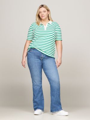 polo 1985 collection curve a righe verde da donne tommy hilfiger