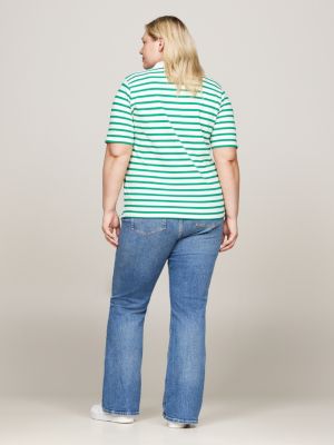 polo 1985 collection curve a righe verde da donne tommy hilfiger