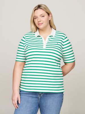 polo 1985 collection curve a righe green da donne tommy hilfiger