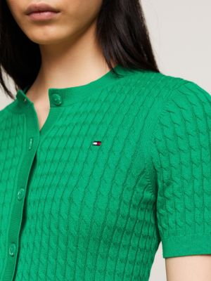 Green short clearance sleeve cardigan