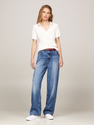 Tipped Open Placket Slim Fit Polo | White | Tommy Hilfiger