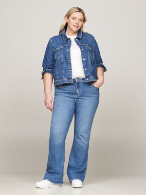 giacca trucker curve regular fit in denim blu da donne tommy hilfiger