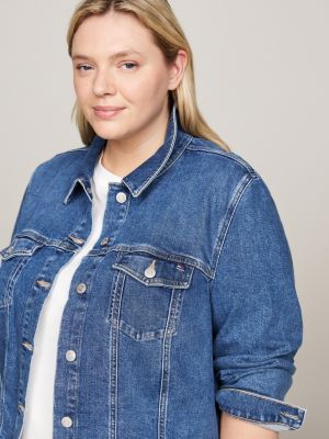 giacca trucker curve regular fit in denim blu da donne tommy hilfiger