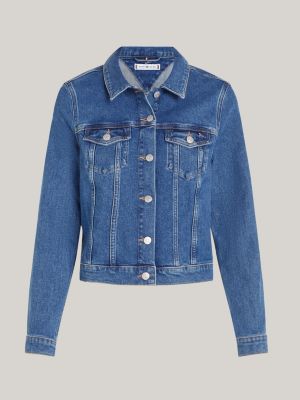 giacca trucker curve regular fit in denim blu da donne tommy hilfiger