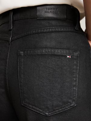 jean droit décontracté noir enduit taille haute noir pour femmes tommy hilfiger