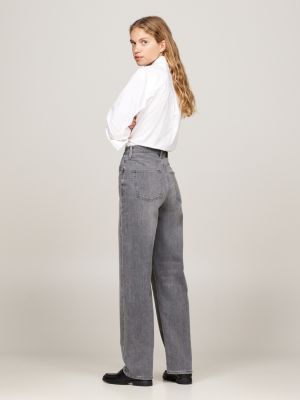 black high rise relaxed straight faded jeans for women tommy hilfiger