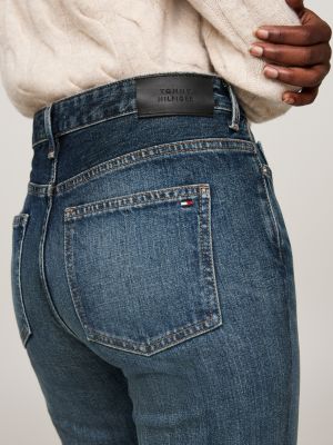 blue faded mid rise bootcut jeans for women tommy hilfiger