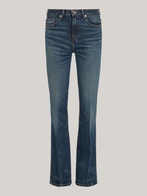 blauw medium rise bootcut jeans met fading voor dames - tommy hilfiger