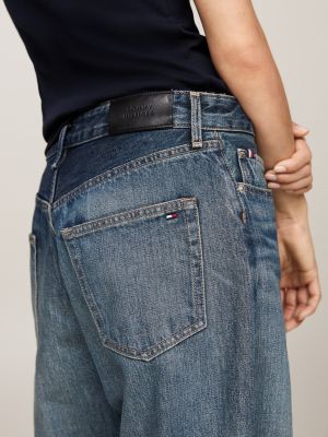 jeans larghi dritti a vita media blu da donne tommy hilfiger