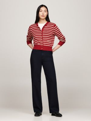 jeans relaxed fit a campana e vita alta nero da donne tommy hilfiger