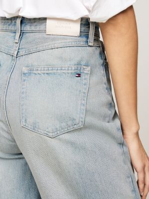 blue high rise relaxed straight leg jeans for women tommy hilfiger