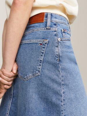 Jupe trapeze en denim taille haute Bleu Tommy Hilfiger