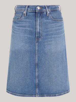 Jupe trapeze en denim taille haute Bleu Tommy Hilfiger