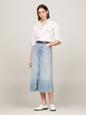 denim straight fit jeans-midirock mit hohem bund für damen - tommy hilfiger
