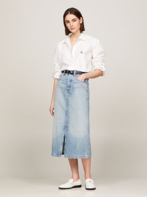 Denim midi skirt xs best sale