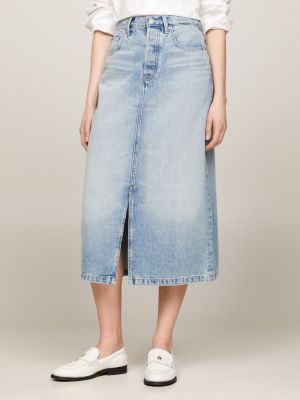 denim straight fit jeans-midirock mit hohem bund für damen - tommy hilfiger