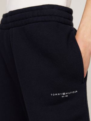 joggers con bordi elastici e logo laterale blu da donne tommy hilfiger