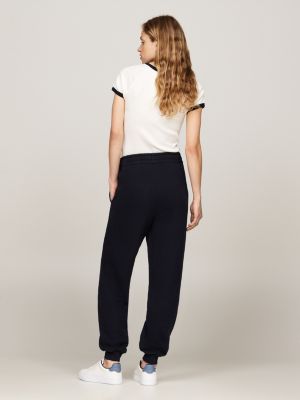 joggers con bordi elastici e logo laterale blu da donne tommy hilfiger