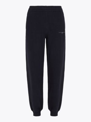 joggers con bordi elastici e logo laterale blu da donne tommy hilfiger