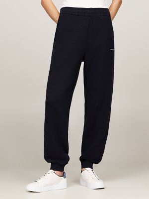 joggers con bordi elastici e logo laterale blue da donne tommy hilfiger