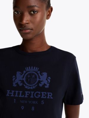 t-shirt con finiture a contrasto blu da donne tommy hilfiger