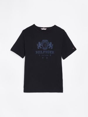 t-shirt con finiture a contrasto blu da donne tommy hilfiger