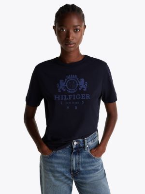 t-shirt con finiture a contrasto blue da donne tommy hilfiger