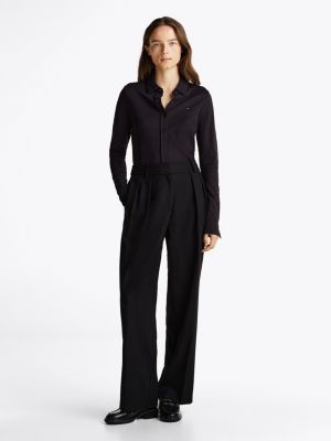 black split cuff slim shirt for women tommy hilfiger