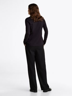 black split cuff slim shirt for women tommy hilfiger